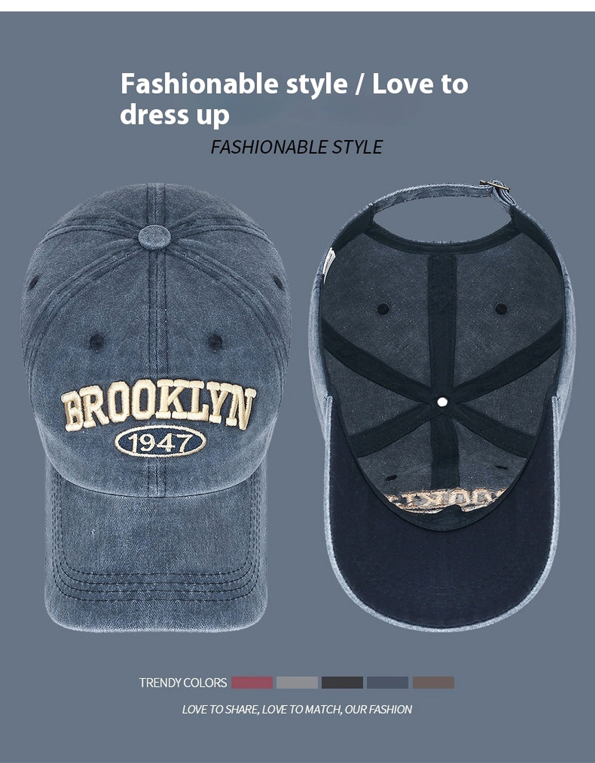 Spring And Summer Sun Protection Men's Retro Washed Letters Embroidered Peaked Cap - enhanced image 5