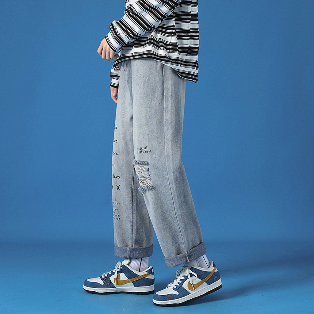 Spring Casual Jeans Men Washed Loose - enhanced image 5