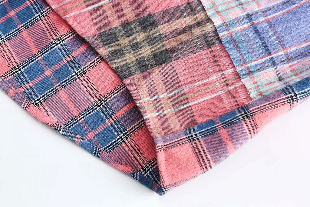 Spring Japanese Style Trend Plaid Stitching DressShirt Women - enhanced image 5