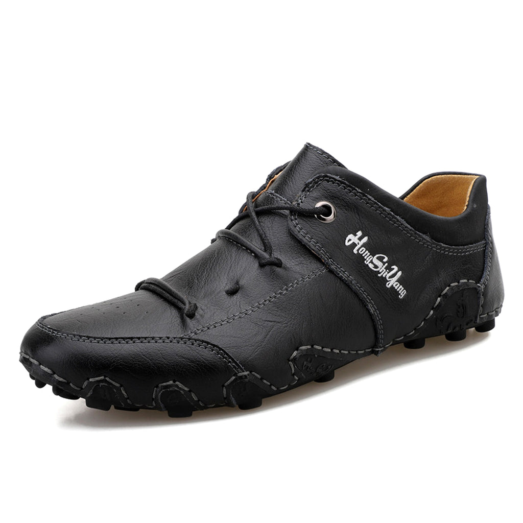 Spring New Men's Large Size Casual Leather Shoes Trend Hand-sewn Bottom - enhanced image 5