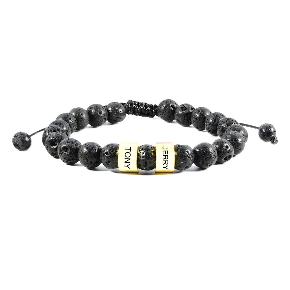 Stainless Steel Bead Bracelet – Adjustable Black Lava Stone Bracelet - enhanced image 5