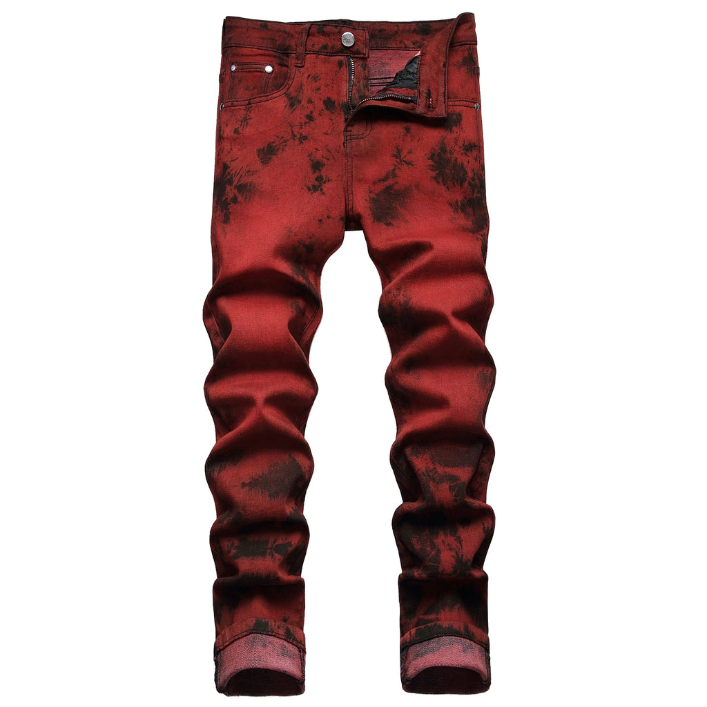 Stretch Tie Dyed Red Brick Men 's Jeans - enhanced image 5