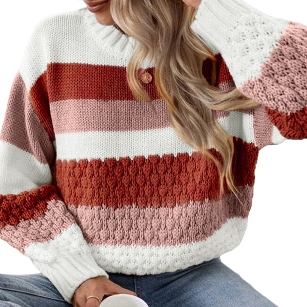 A1. Striped Texture Sweater Women's Autumn - enhanced image 5