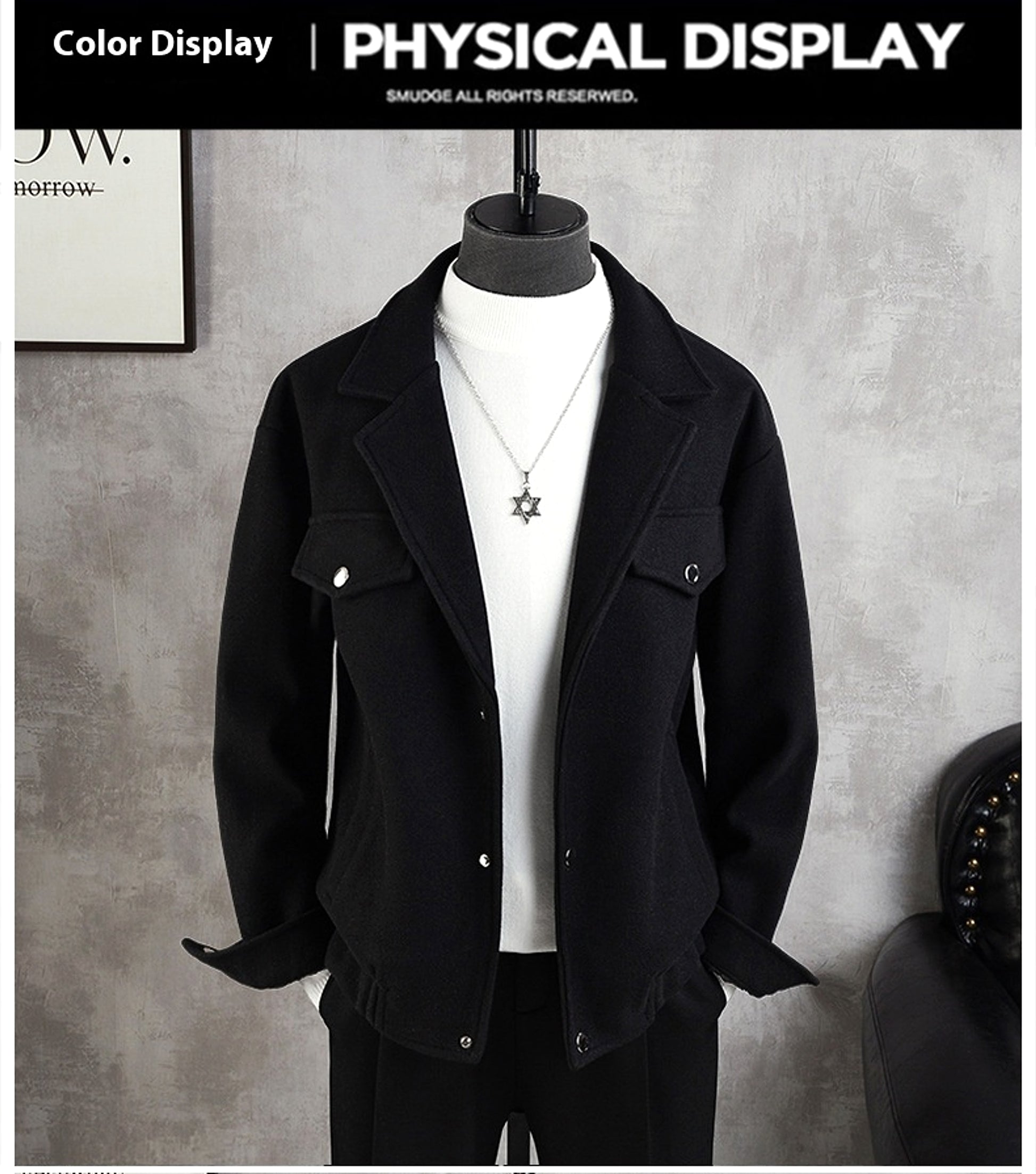 Suit Collar Woolen Jacket Coat Men's Thickened Casual Loose - enhanced image 5