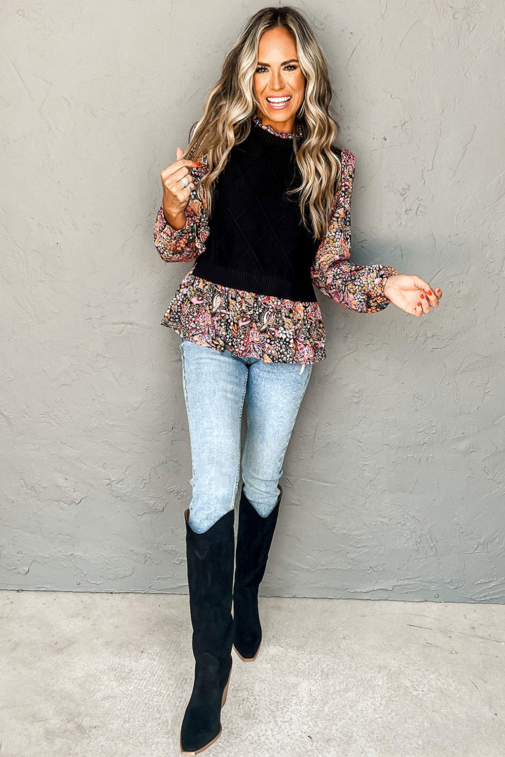 Sweater Women Loose Contrast Color Long Sleeves - enhanced image 5