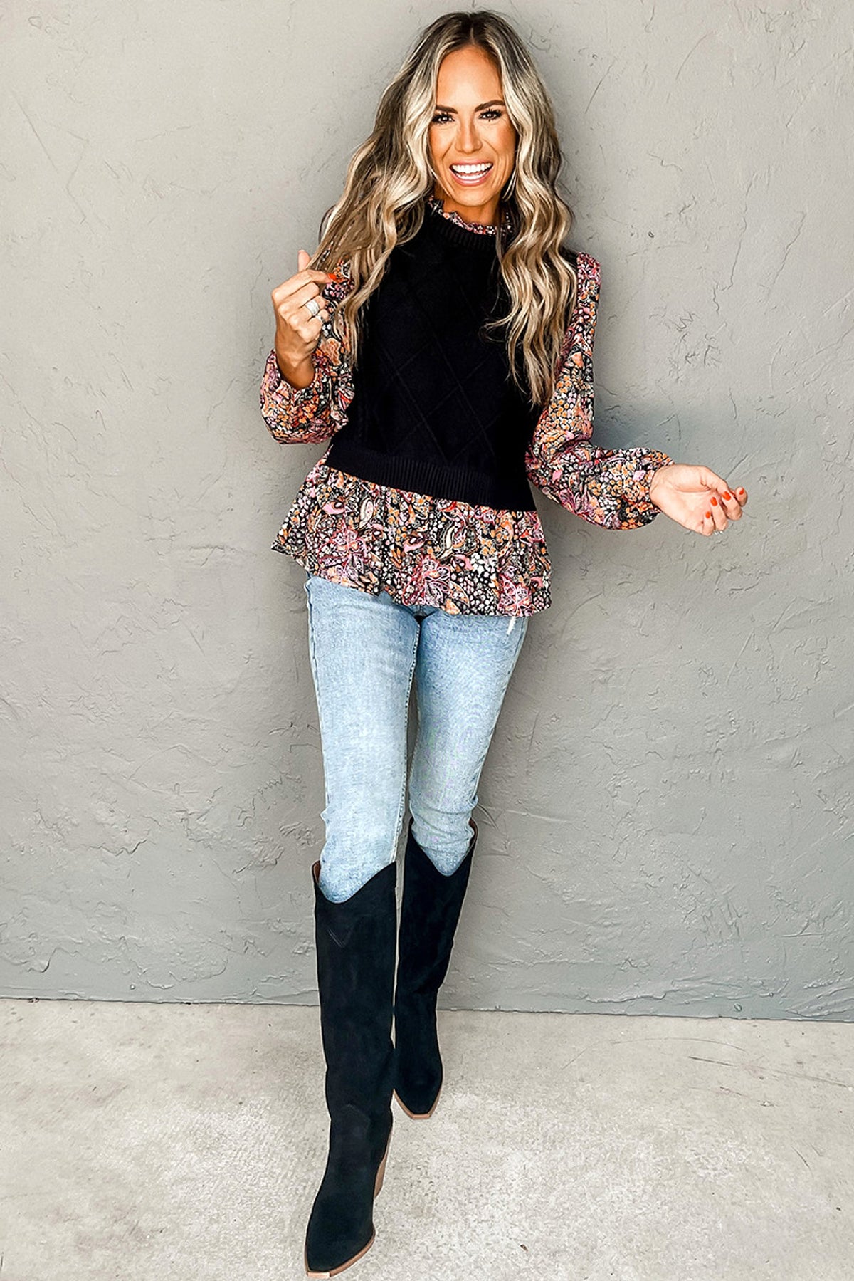 Sweater Women Loose Contrast Color Long Sleeves - enhanced image 5