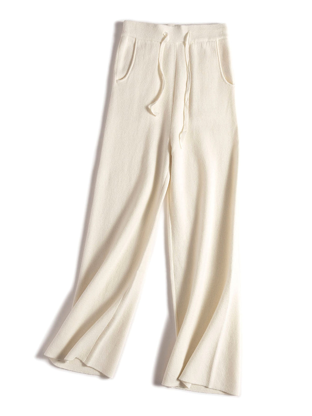 Thick Version Soft Glutinous Wool Drawstring High Waist Straight Wide Leg Pants - enhanced image 5