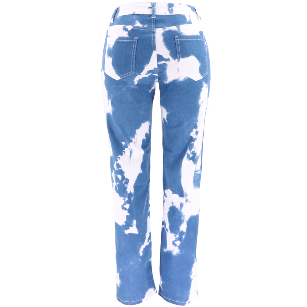 Tie Dye Print Straight Leg Jeans For Women - enhanced image 5
