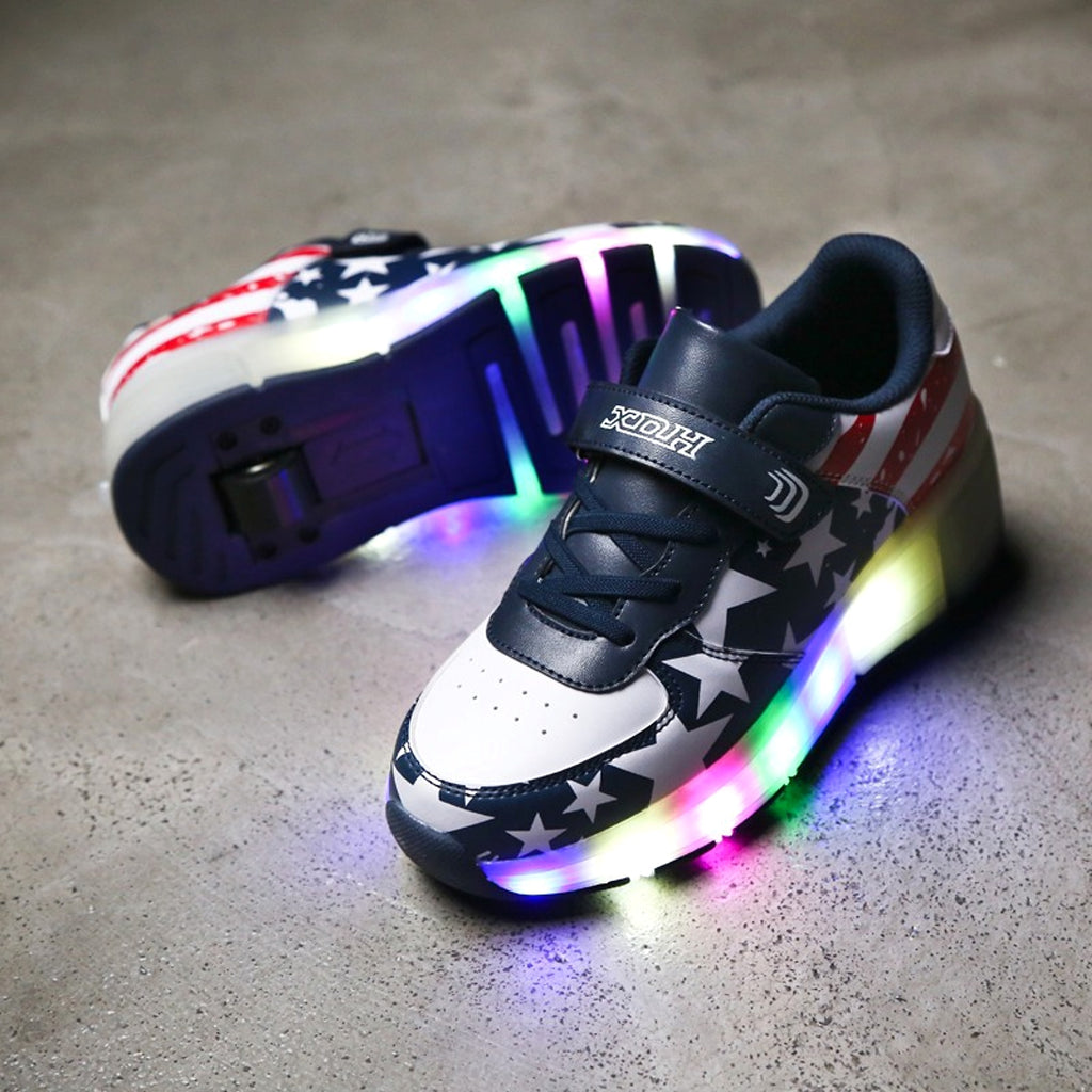 Twin wheel flashing roller skates - enhanced image 5