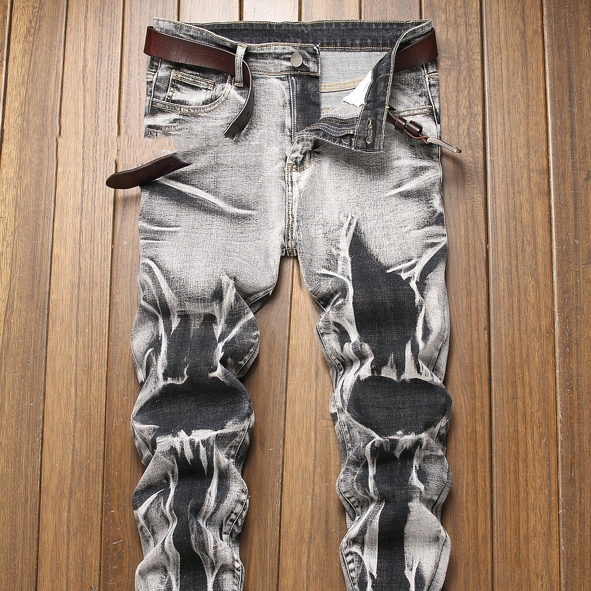 Urban Edge – Men’s Slim Fit Gray Washed Jeans - enhanced image 5
