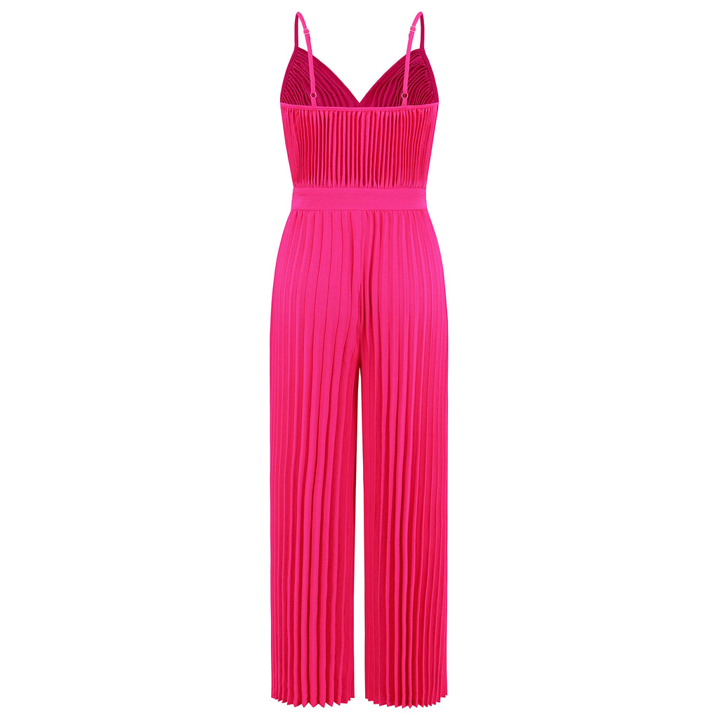 V-neck Suspender Pleated Jumpsuit Women - enhanced image 5