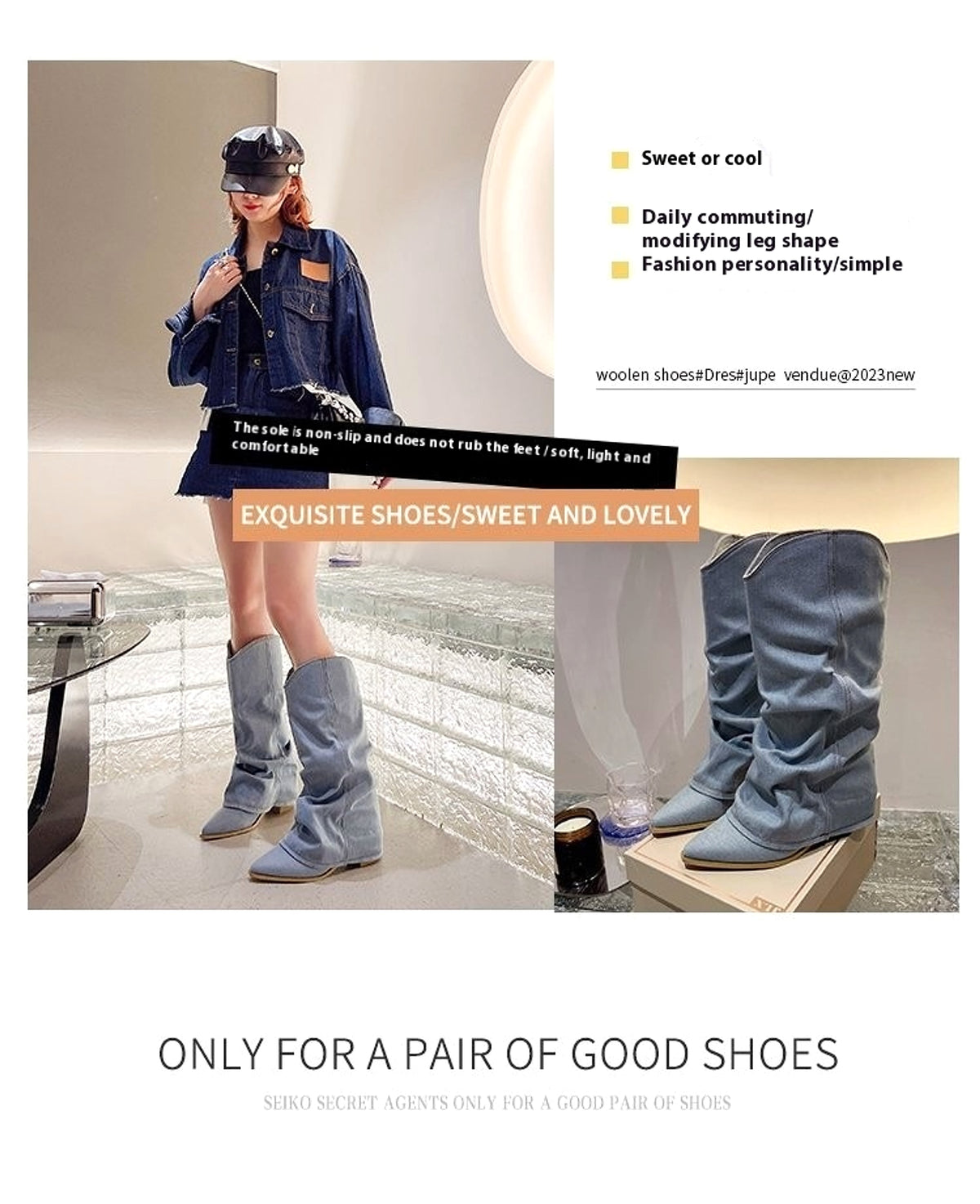 Velvexa™ – High Heel Denim Stretch Boots - enhanced image 5