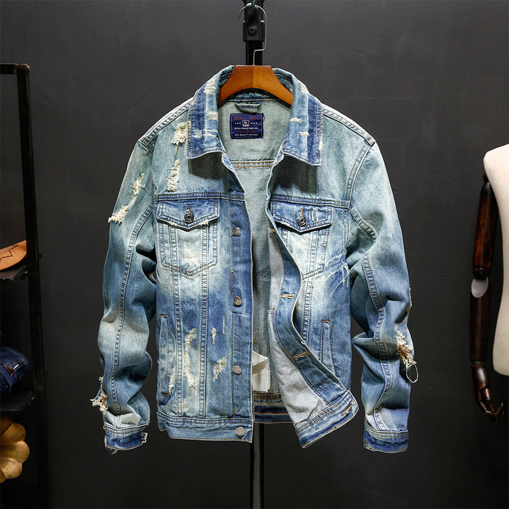 A.1 Washed Denim Jacket Tops Outerwear Men - enhanced image 5