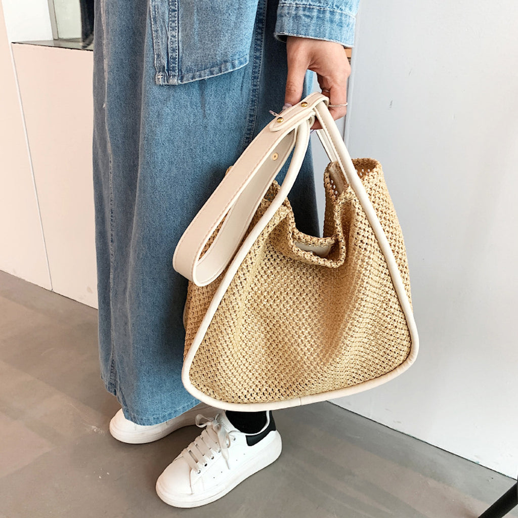 WeaveEase™ – Two-Tone Contrast Woven Shoulder Bag - enhanced image 5