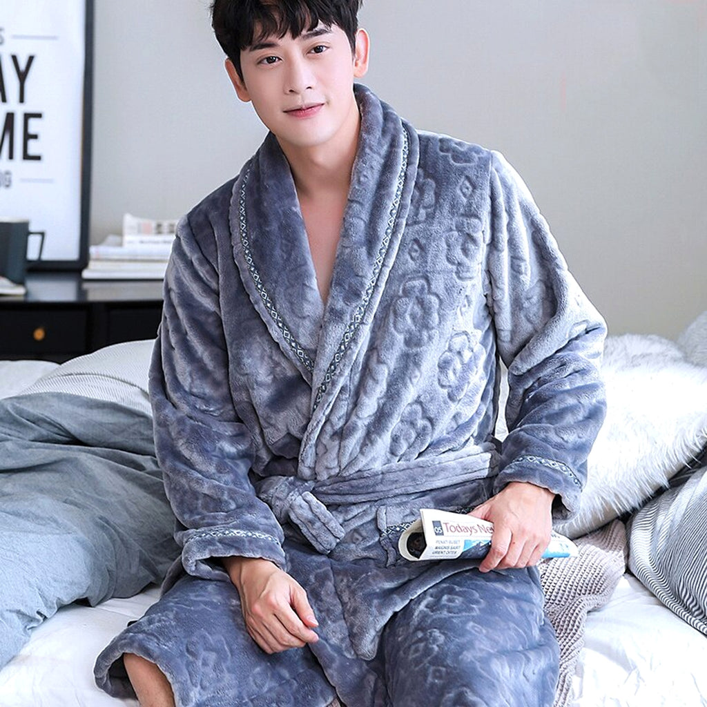 Winter Bathrobe Coral Fleece Couple Pajamas - enhanced image 5