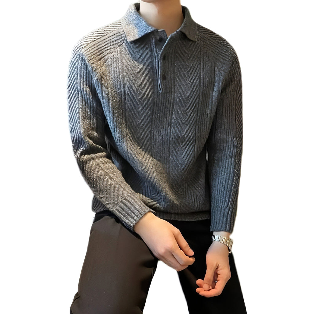 Winter Thermal Base Pullover Men's Sweater Casual Polo Collar Polo Shirt - enhanced image 5