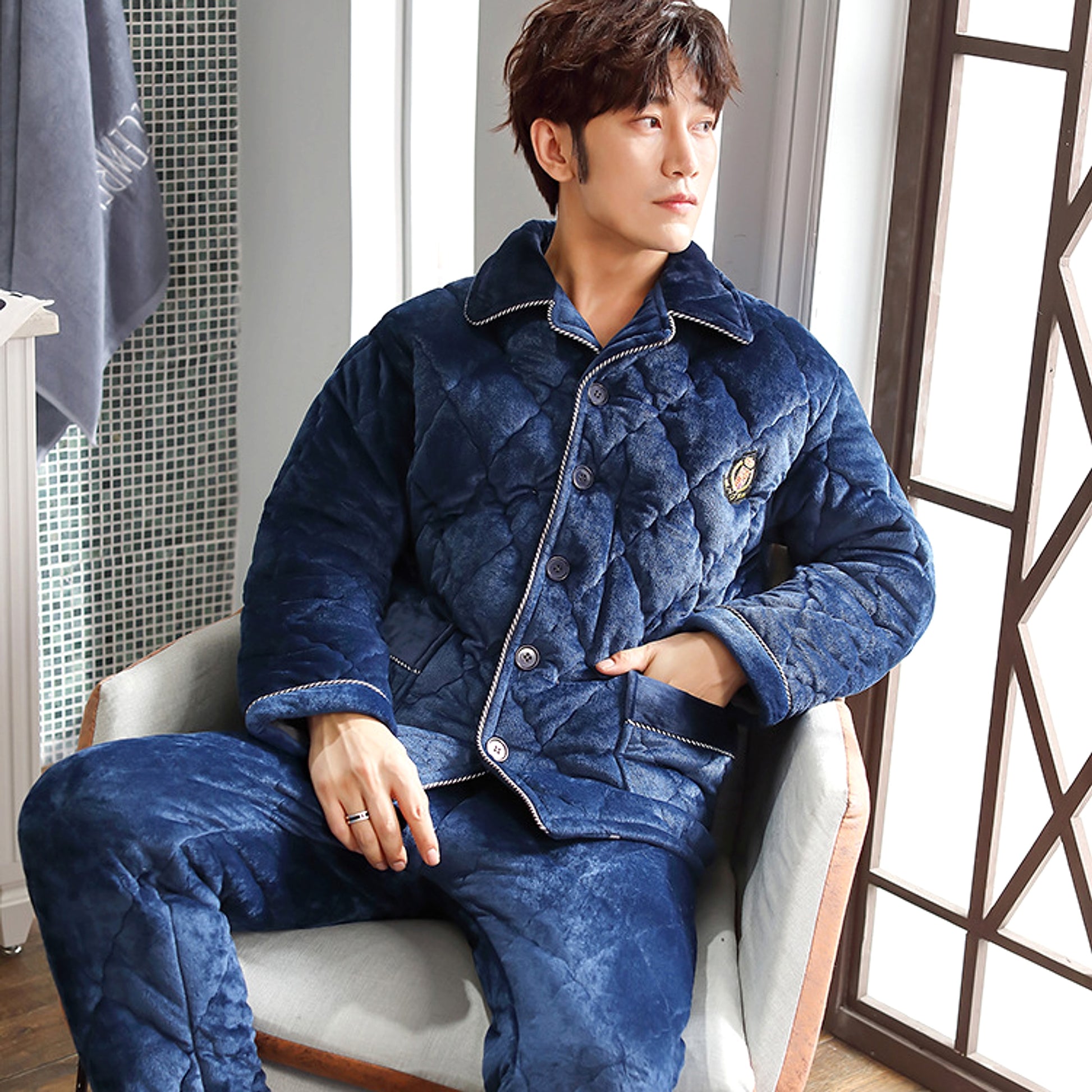 Winter thick men's pajamas - enhanced image 5
