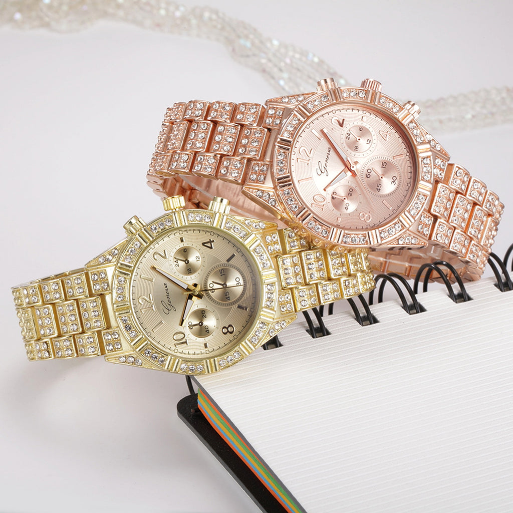 LunaGeneva™ – Rose Gold Crystal Iced-Out Quartz Watch Women - enhanced image 5