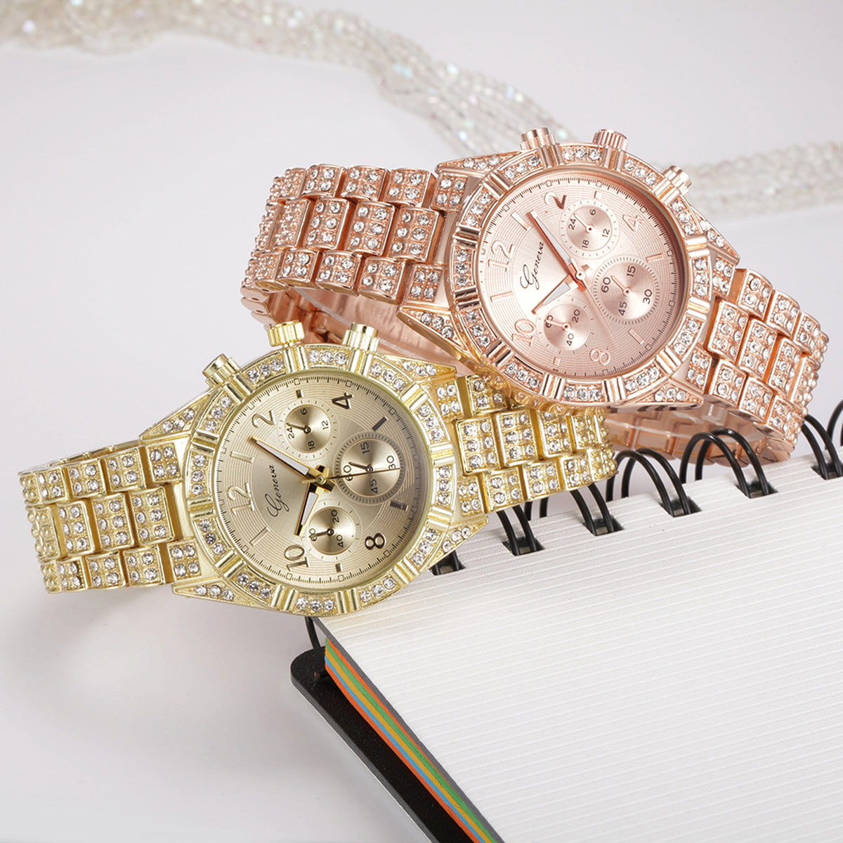 LunaGeneva™ – Rose Gold Crystal Iced-Out Quartz Watch Women - enhanced image 5