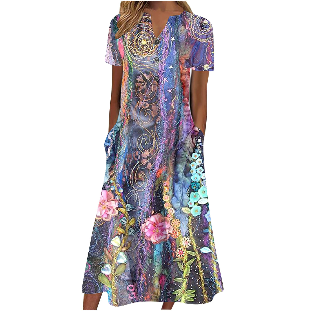 Women’s Summer Midi Dress – Casual, Light & Pocket-Ready - enhanced image 5