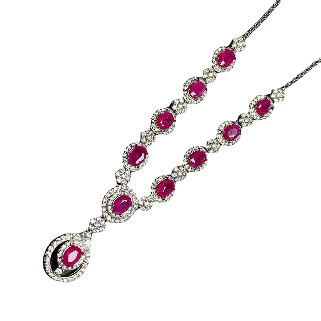 Women's 925 Silver Inlaid Natural Ruby Necklace - enhanced image 5