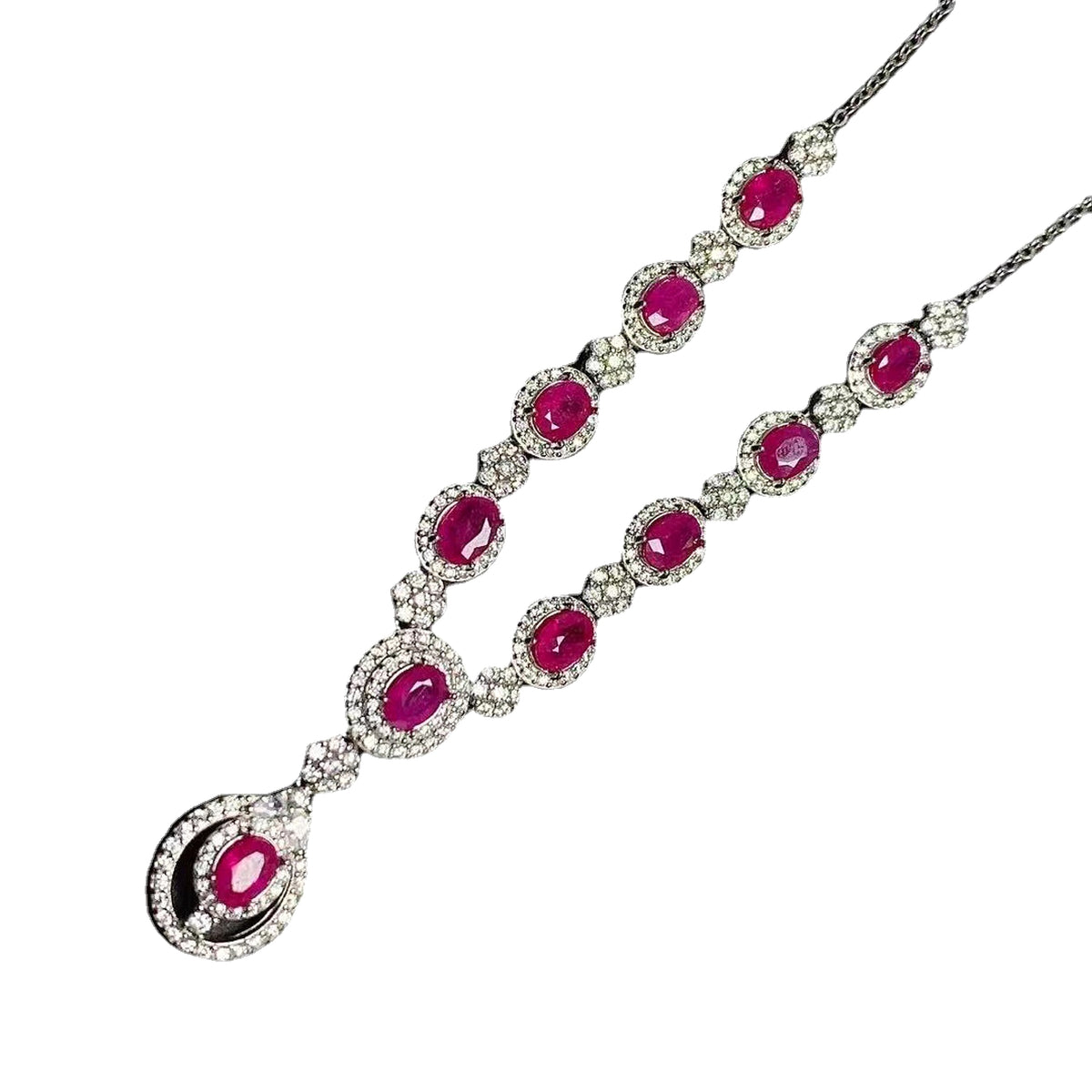Women's 925 Silver Inlaid Natural Ruby Necklace - enhanced image 5