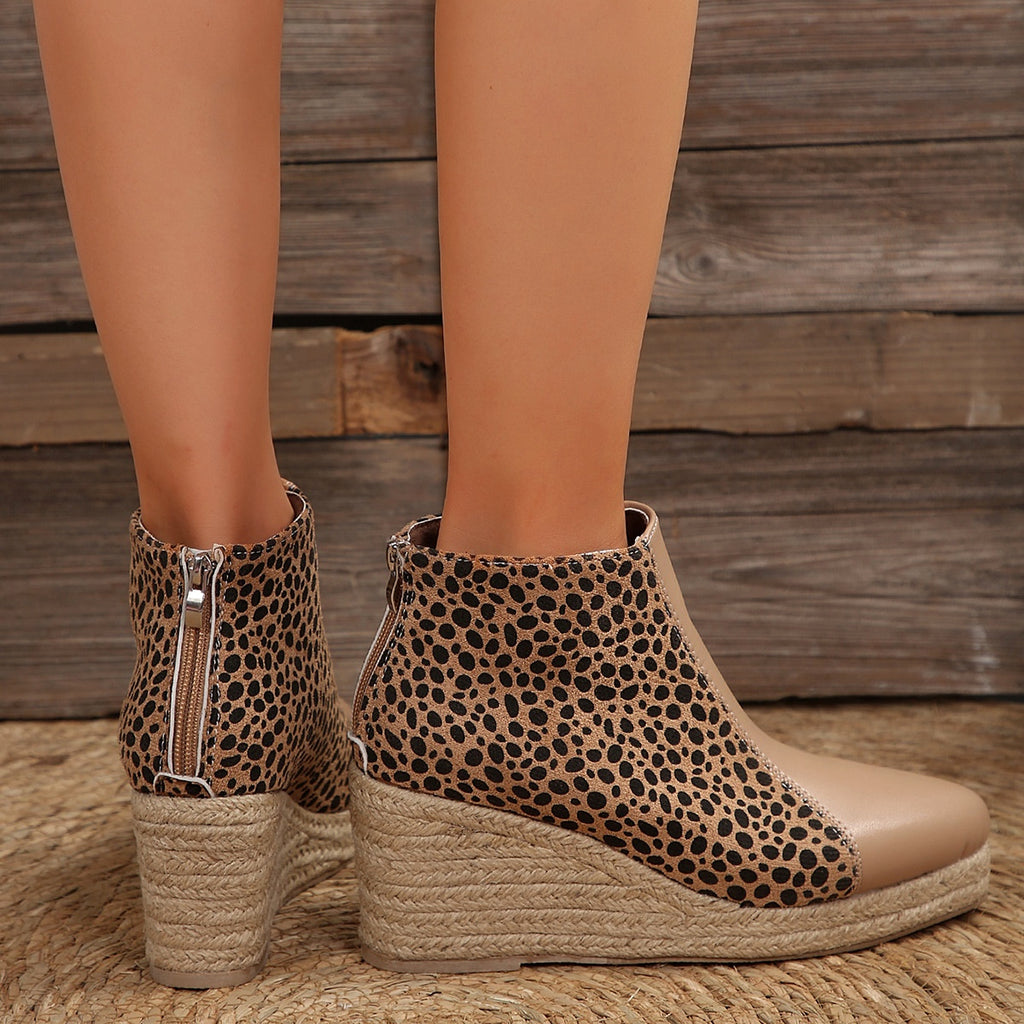 Women's Color-block Wedge Boots - enhanced image 5