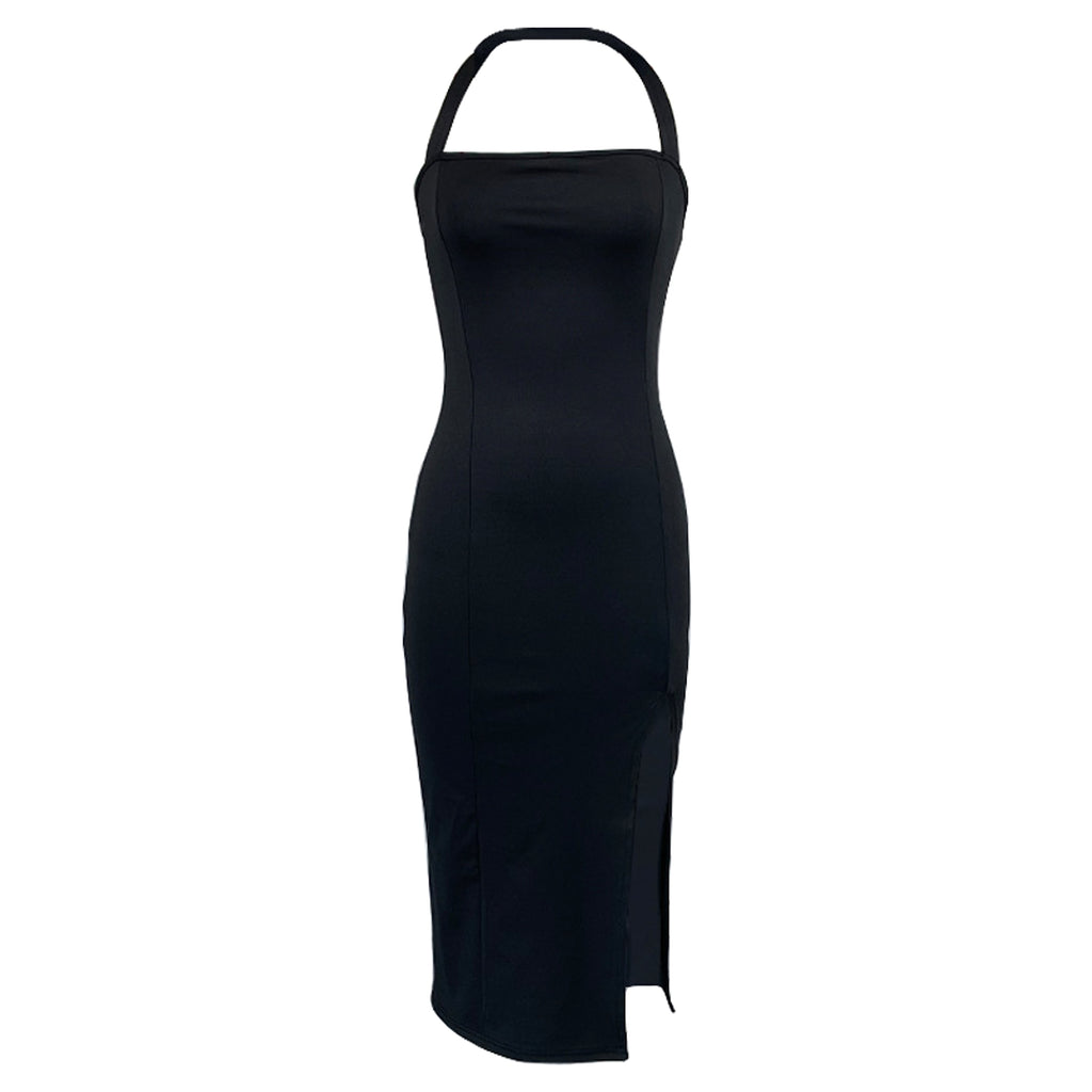 Women's Elegant Backless Halter Dress - enhanced image 5