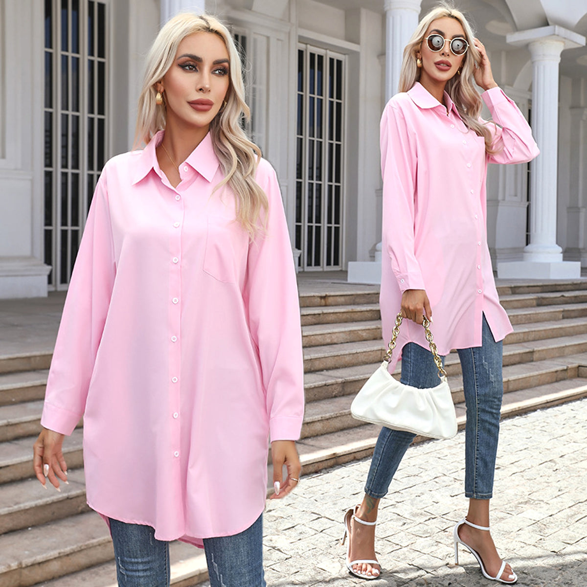 Women's Elegant Long Sleeve Blouse Dress Shirt - enhanced image 5