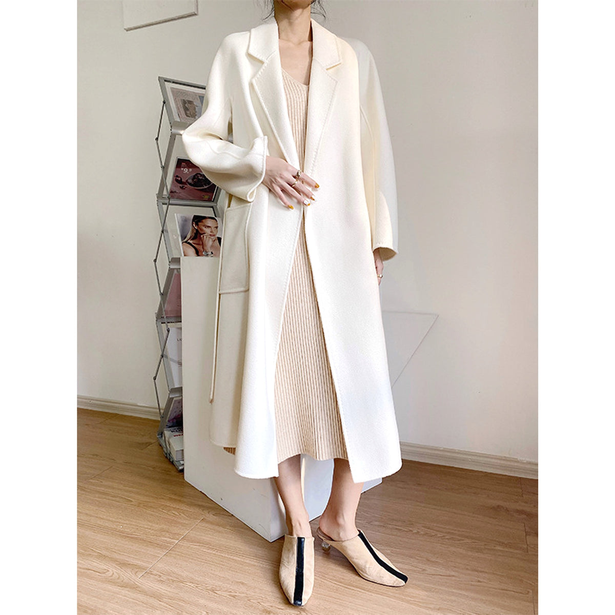 Women's Fashion Double-Sided Cashmere Water Ripple Coat – Luxury & Versatility - enhanced image 5