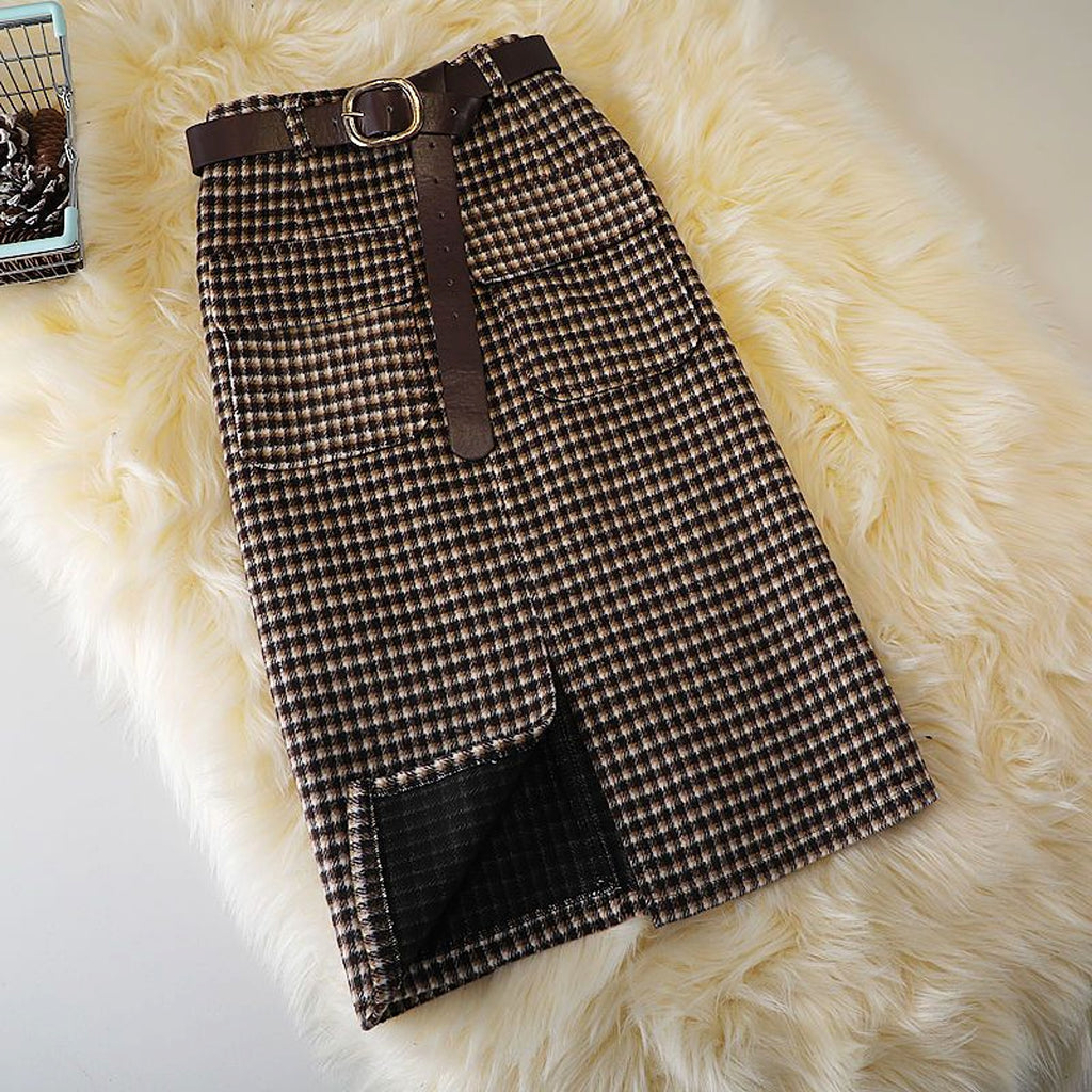 Women's Fashion Mid-length Woolen Skirt - enhanced image 5