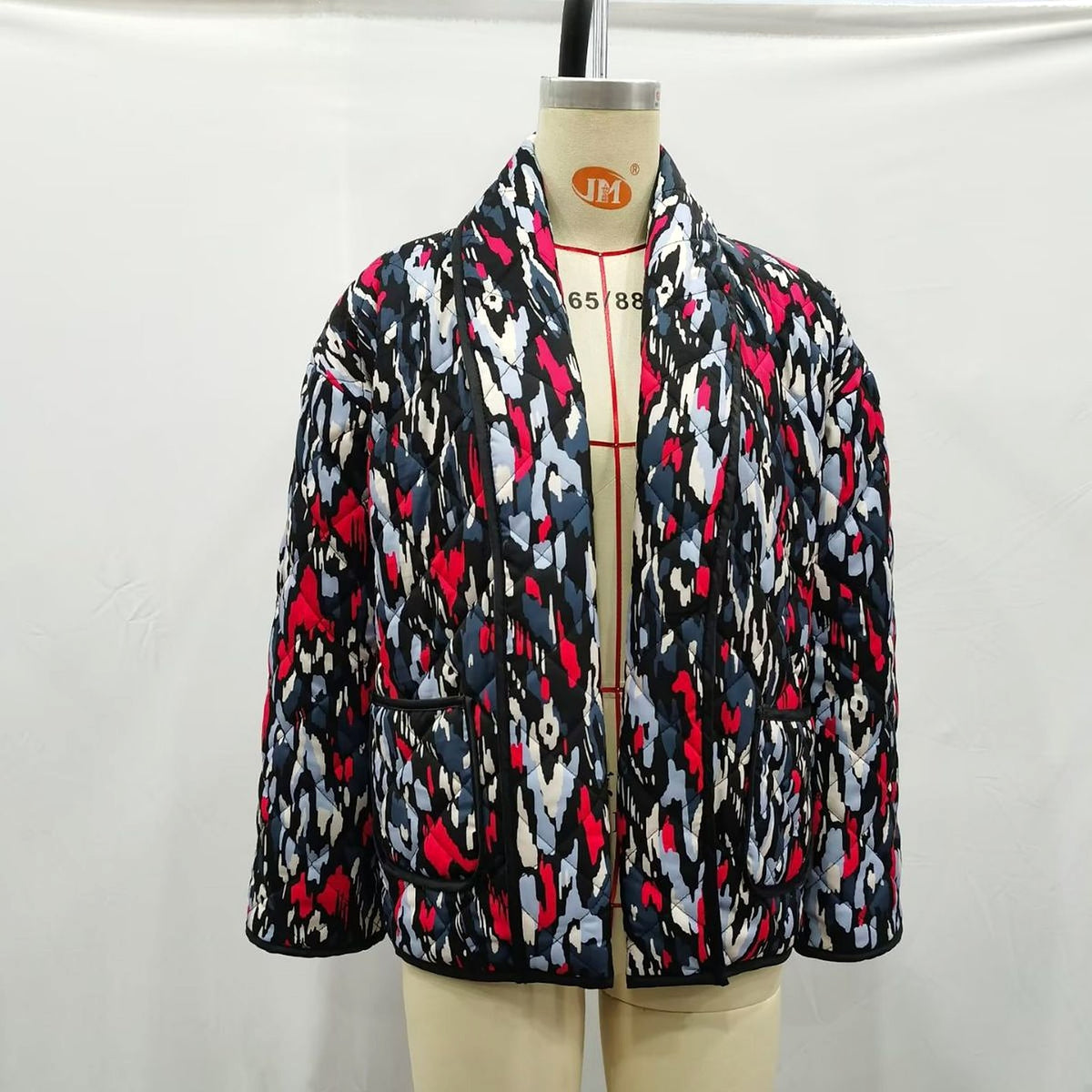 Women's Fashion Temperament Printed Thin Pocket Decorative Cotton-padded Coat Jacket - enhanced image 5
