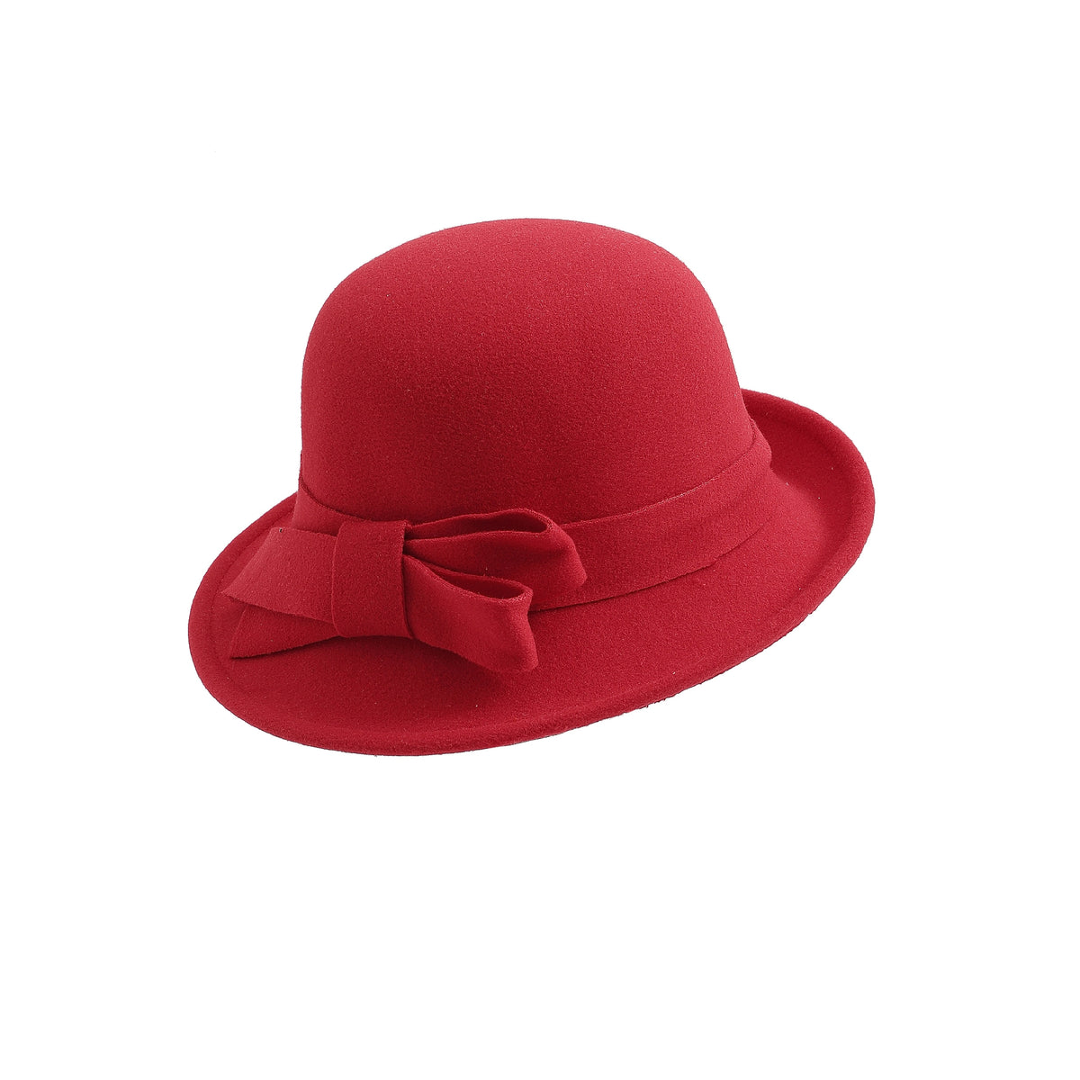 Women's French-style Elegant Retro Woolen Bowler Hat Curling Bow - enhanced image 5