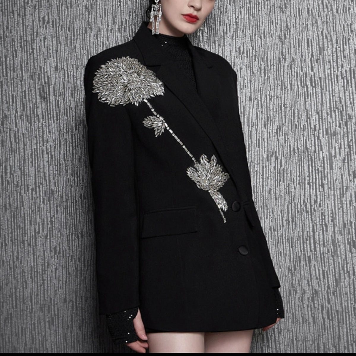 Women's Hand-stitched Floral Suit Jacket - enhanced image 5