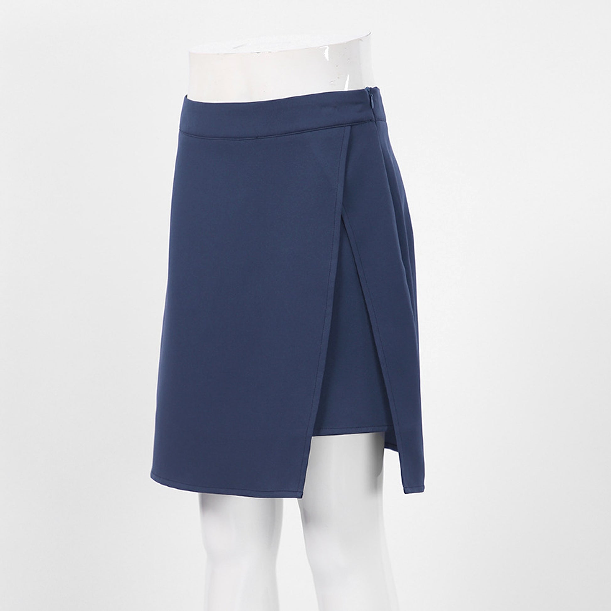 Women's High Waist Blue Split Skirt - enhanced image 5