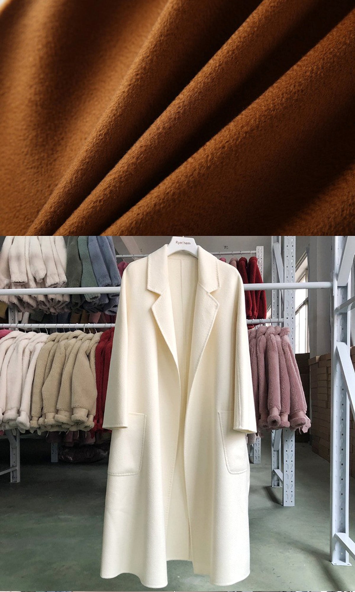 Women's Long Water Ripple Double-Sided Wool Coat – Elegant & Versatile Winter Wear - enhanced image 5