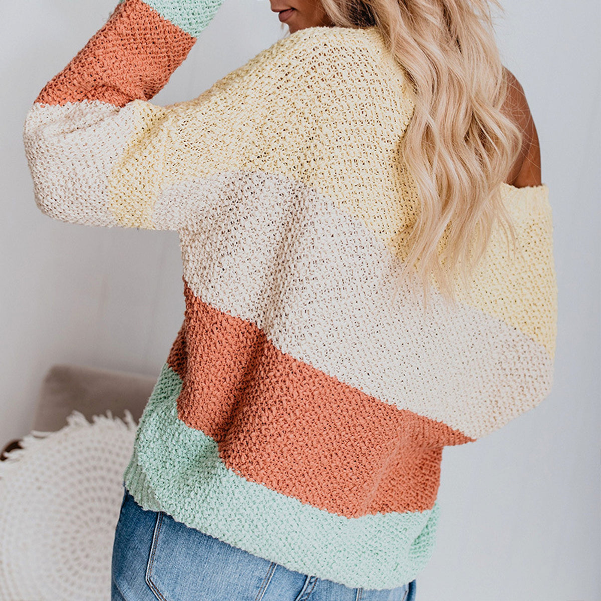 Women's Loose Striped Sweater Knitwear - enhanced image 5