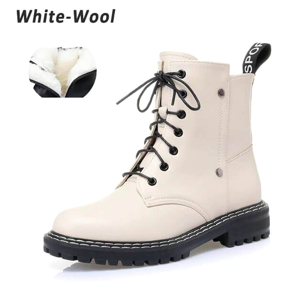 Women's mid-heel platform leather short boots - enhanced image 5