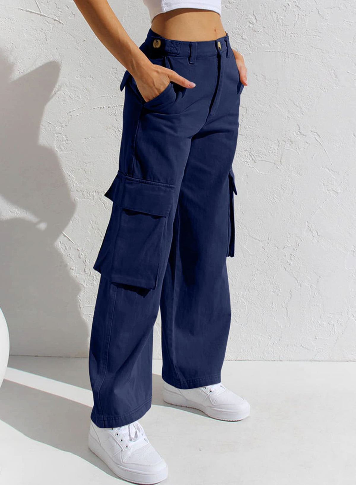 Women's Multi-pocket Loose Casual Denim Trousers Jeans - enhanced image 5