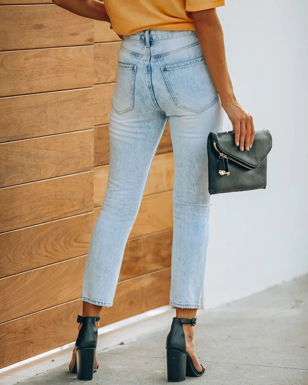Women's Retro Denim Ripped Ankle-length Casual Pants Jeans - enhanced image 5