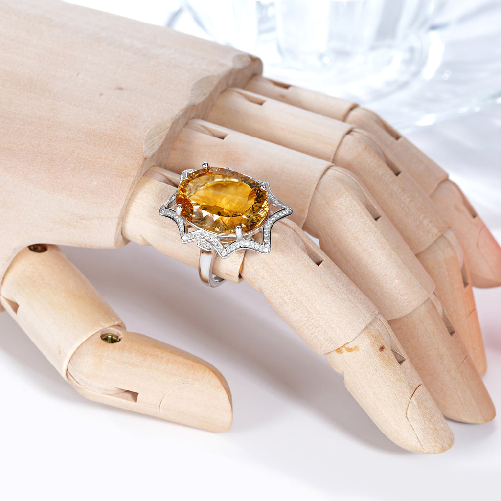 Women's Simple And Natural Large Citrine Ring - enhanced image 5