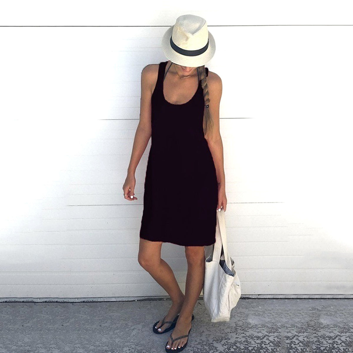 Casual Round Neck Cotton-Blend Dress (S–XL) - enhanced image 5