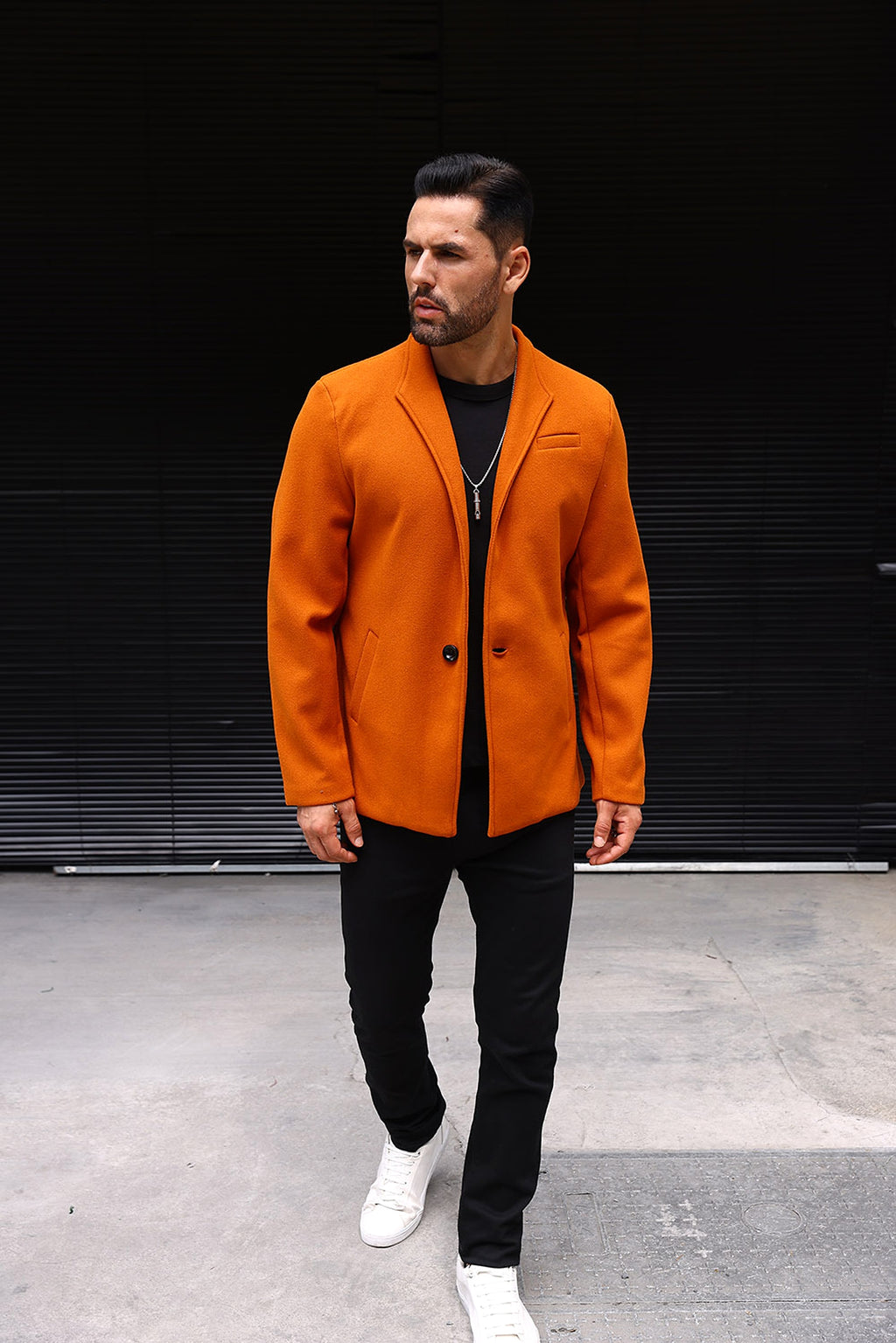 Wool British Polo Collar Solid Color Casual Trench Coat - enhanced image 5