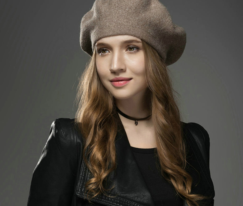 Wool warm beret hat cap - enhanced image 5
