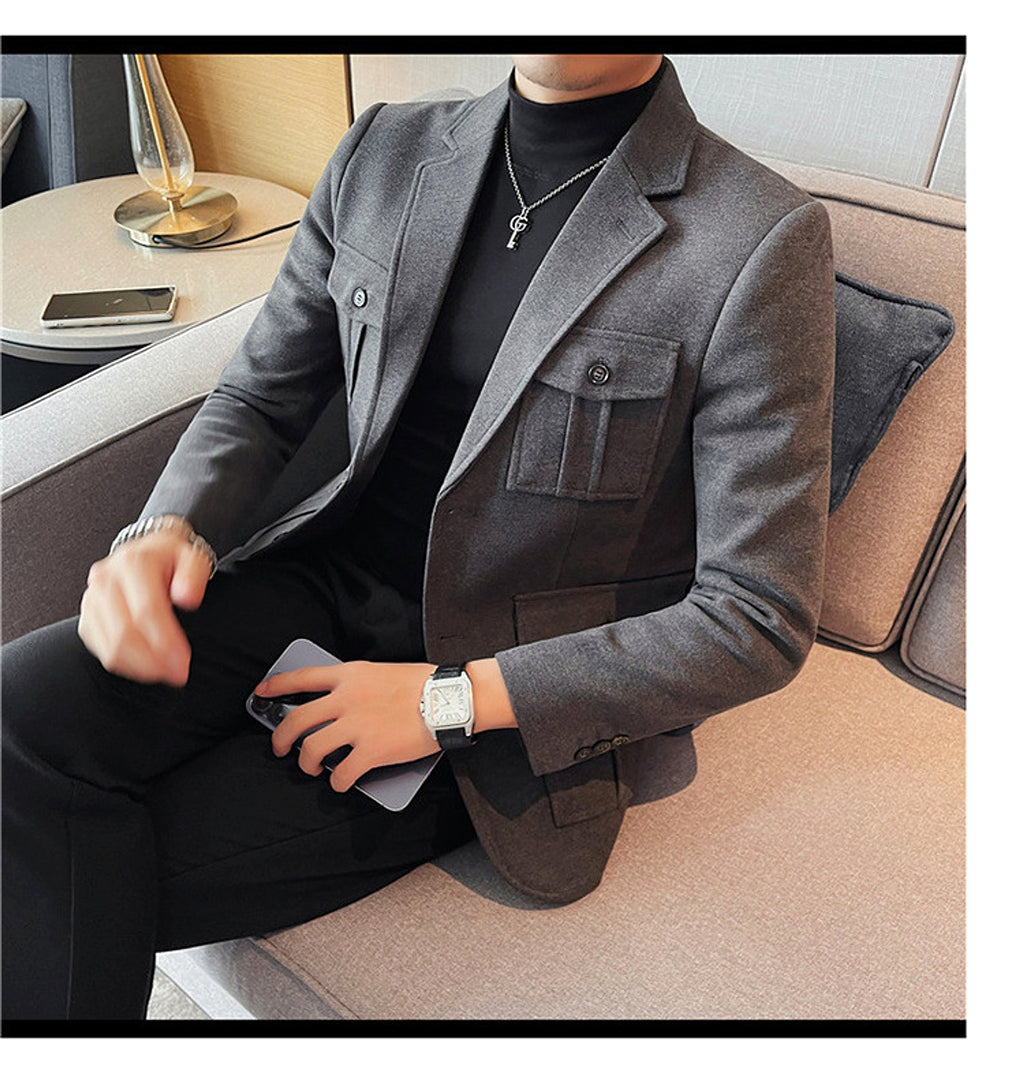 Woolen Suit Men's Single-breasted Suit Jacket - enhanced image 5