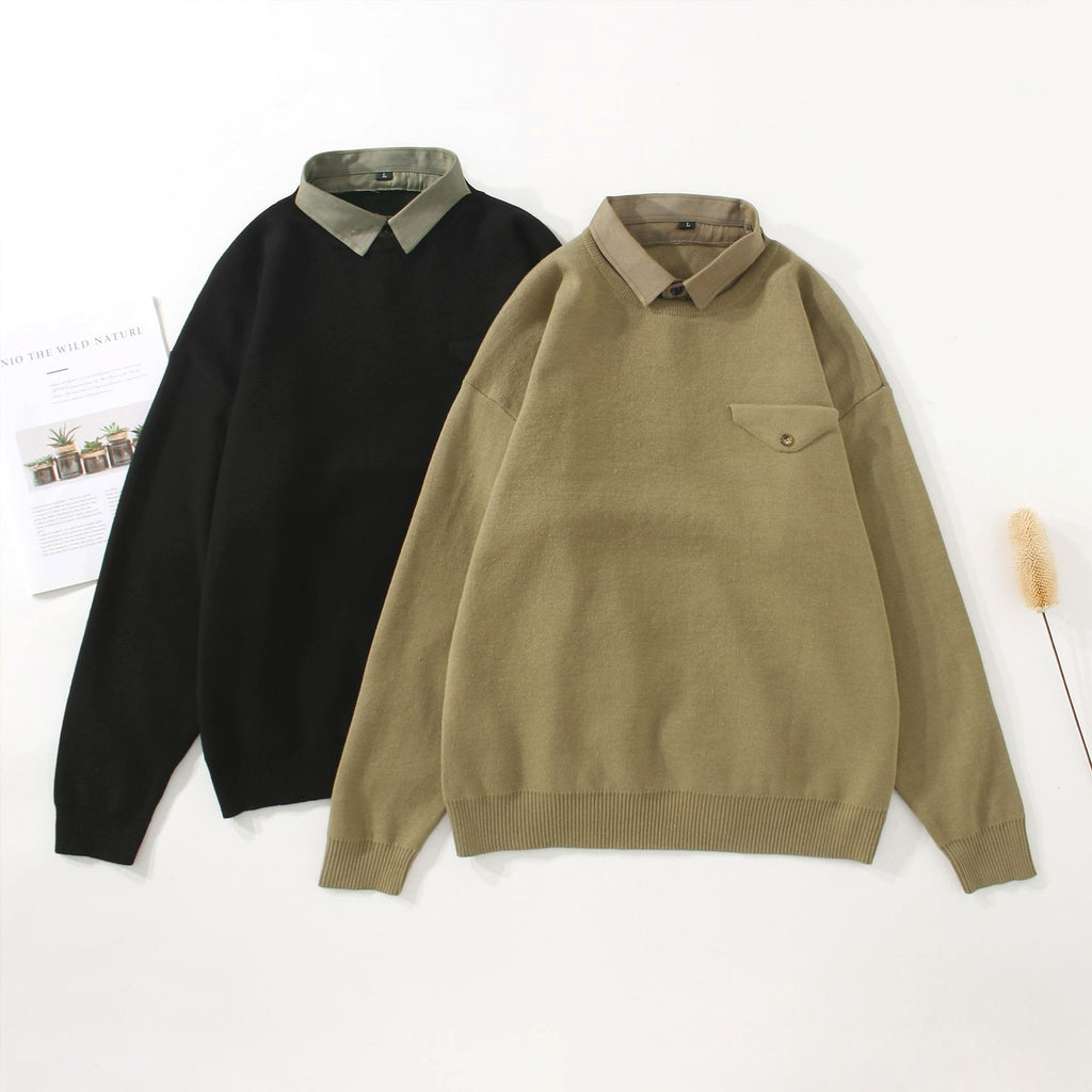 Youth Simple Everyday Fake Pocket Decorated Sweater Men - enhanced image 5