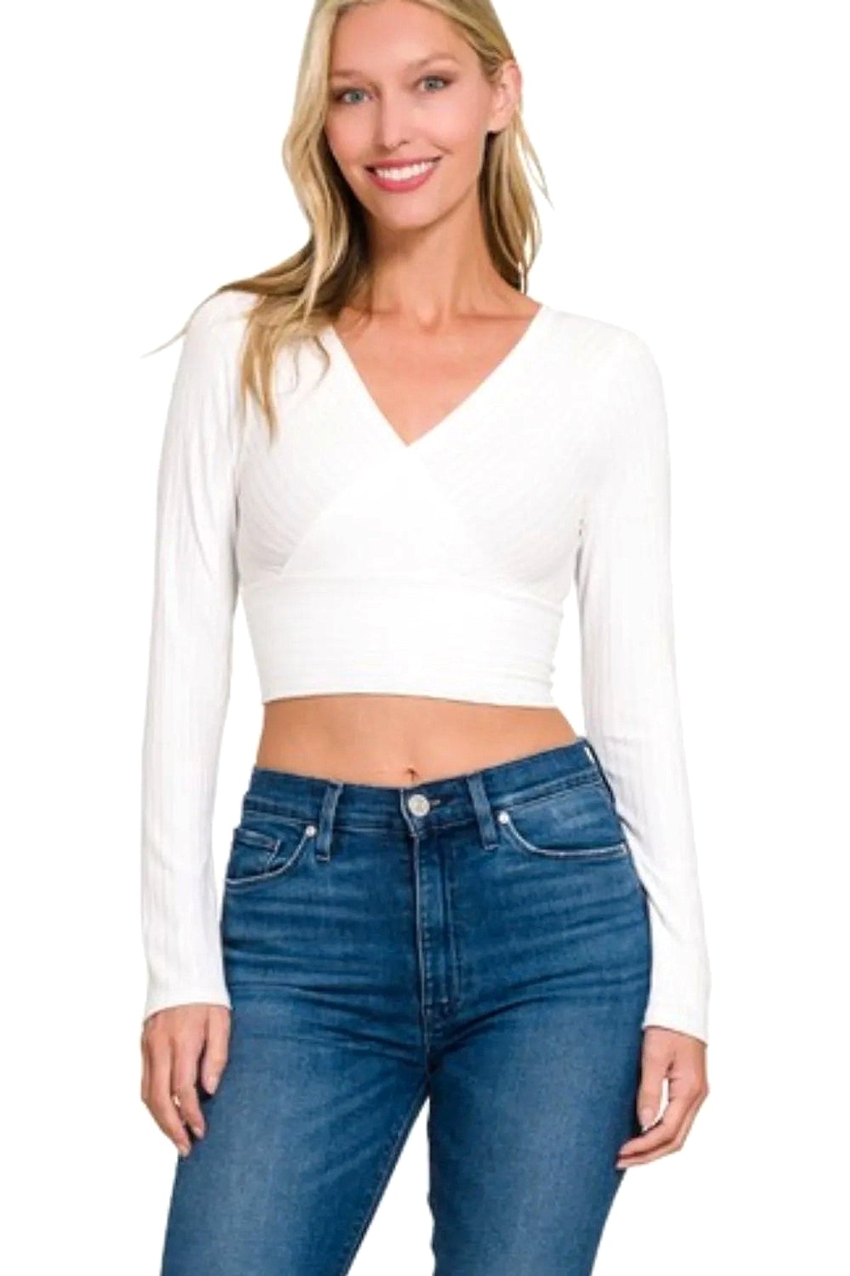 Zenana Ribbed Surplus Waist Band Long Sleeve Top - enhanced image 5
