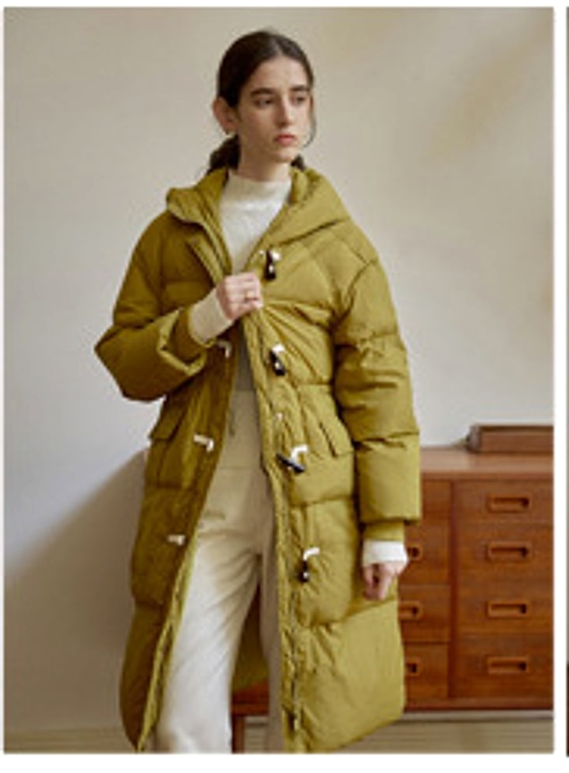 Zipper Snap Button Half Turtleneck Down Jacket Women - enhanced image 5