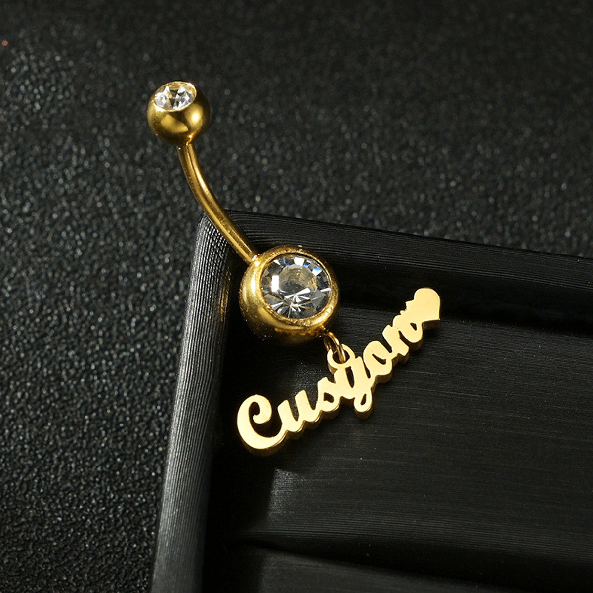 Custom Zircon Alphabet Belly Button Ring – Personalized Body Jewelry - enhanced image 5