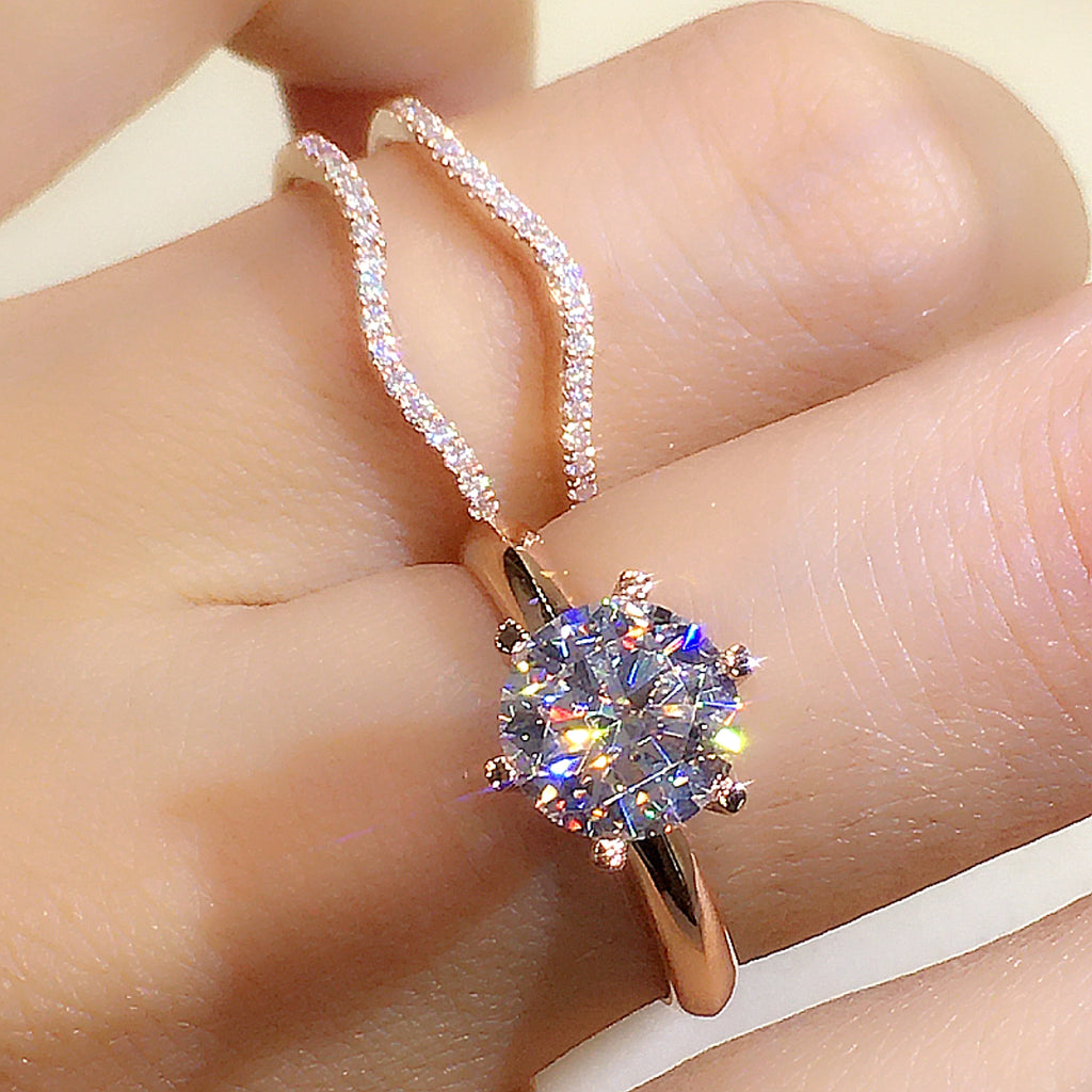 Versatile Elegance: 18K Gold Moissanite Ring Duo - enhanced image 6